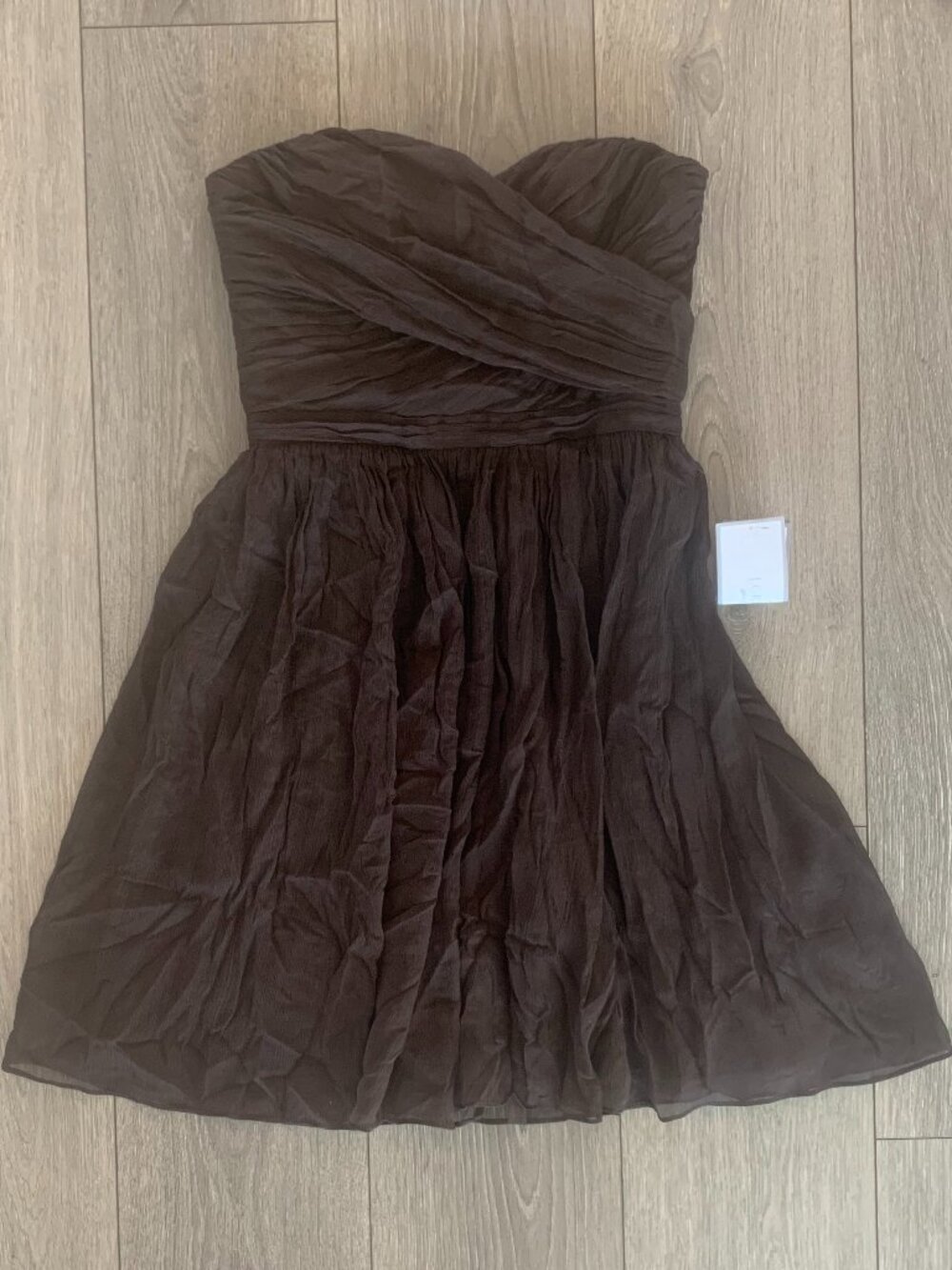 NWT J.Crew Brown Silk Strapless Dress Womens Size 4